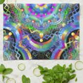 Linge De Cuisine Univers Mandala Couleurs Psychédéliques (Plié)