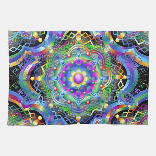 Linge De Cuisine Univers Mandala Couleurs Psychédéliques (Horizontal)