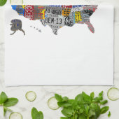 Linge De Cuisine US American United States Map Flag License Plate A (Plié)