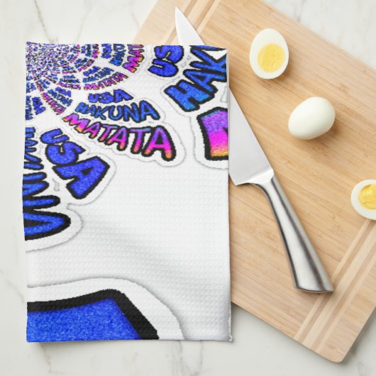 Linge De Cuisine USA Celebration : Lovely Fun Text Dynamic Art (Quart Plié)