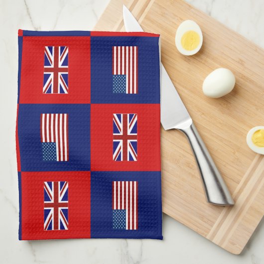 Linge De Cuisine USA Flag & UK Flag Pattern (Quart Plié)