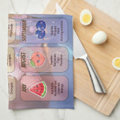 Linge De Cuisine USA Seasonal Fruits Chart Postcard (Quart Plié)