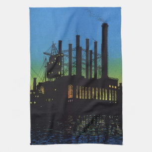 Linge De Cuisine Usine de fabrication au coucher du soleil, Entrepr