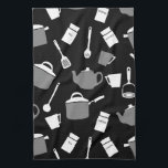 Linge De Cuisine Ustensiles de cuisine et articles de cuisine | Bla<br><div class="desc">Le centre de cuisine moderne dispose d'un motif de cuisine ludique et fantaisiste dans une palette moderne de couleurs noir et blanc aux accents gris. Un ajout élégant et amusant à votre collection de serviettes de cuisine, cadeau maison moderne réfléchi pour le cuisinier dans votre vie, ou cadeau de cuisine...</div>