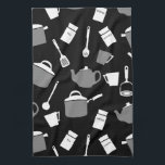 Linge De Cuisine Ustensiles de cuisine et articles de cuisine | Bla<br><div class="desc">Le centre de cuisine moderne dispose d'un motif de cuisine ludique et fantaisiste dans une palette moderne de couleurs noir et blanc aux accents gris. Un ajout élégant et amusant à votre collection de serviettes de cuisine, cadeau maison moderne réfléchi pour le cuisinier dans votre vie, ou cadeau de cuisine...</div>