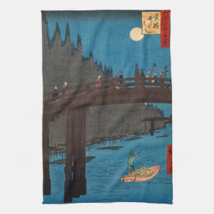 Linge De Cuisine Utagawa Hiroshige - Kyoto Bridge by Moonlight