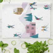 Linge De Cuisine Vacances des Alpes d'hiver : les gens actifs sans  (Plié)