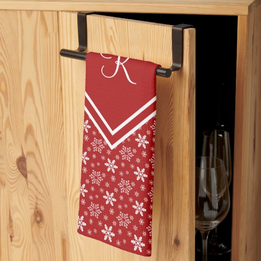 Linge De Cuisine Vacances d'hiver Monogram Red White (Pliage en tiers)