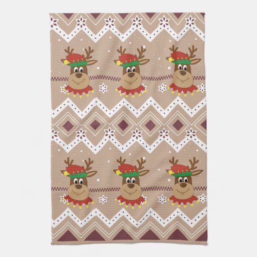 Linge De Cuisine Vacances Noël Reindeer (Vertical)