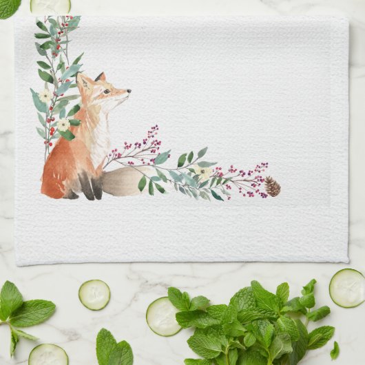 Linge De Cuisine Vacances Vacances Fox d'hiver Frame Noël (Plié)