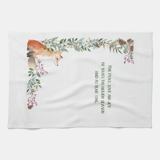 Linge De Cuisine Vacances Vacances Fox d'hiver Frame Noël (Horizontal)