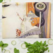 Linge De Cuisine Vacances vintage en voiture convertible (Plié)