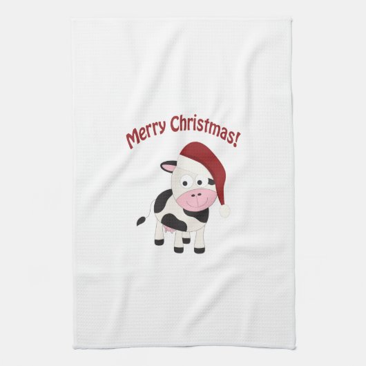 Linge De Cuisine Vache à Joyeux Noël (Vertical)
