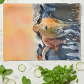 Linge De Cuisine Vache Art Farm Style Rustique Tons Cuisine (Plié)