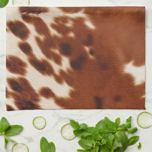 Linge De Cuisine Vache blanche Brown (Plié)