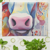 Linge De Cuisine Vache d'aquarelle mousseuse (Plié)