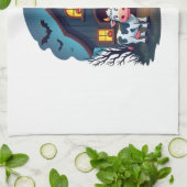 Linge De Cuisine Vache et grange hantée (Plié)