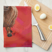 Linge De Cuisine Vache Highland à Santa Hat sur Red (Quart Plié)