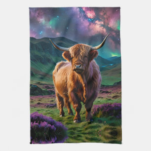 Linge De Cuisine Vache Highland sous les étoiles