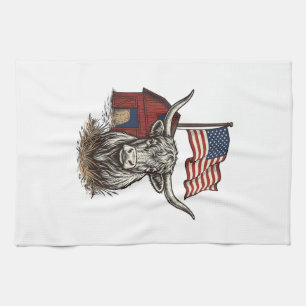 Linge De Cuisine Vache Longhorn Patriotique et Conception Vectoriel