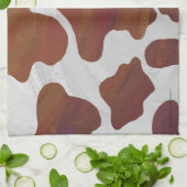 Linge De Cuisine Vache Marron et Blanc Imprimé (Plié)