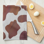 Linge De Cuisine Vache Marron et Blanc Imprimé (Quart Plié)