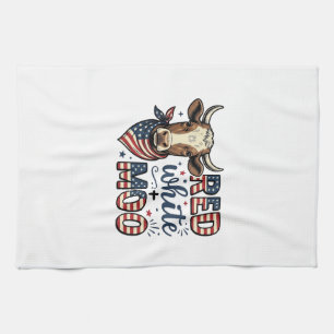 Linge De Cuisine Vache Patriotique Rouge Blanc Moo Chemise 4 Juille