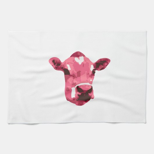 Linge De Cuisine Vache rose (Horizontal)