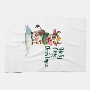 Linge De Cuisine Vache sacrée c'est Noël T-Shirt de vache de Noël (