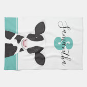 Linge De Cuisine Vache Turquoise Black White Animal (Horizontal)