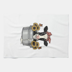 Linge De Cuisine Vache vintage dans une baignoire Tournesol Papillo
