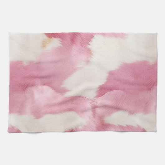 Linge De Cuisine Vachette blanche rose pâle (Horizontal)