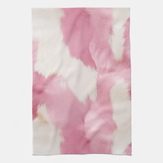 Linge De Cuisine Vachette blanche rose pâle (Vertical)