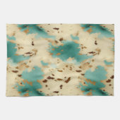 Linge De Cuisine Vachure d'or blanc turquoise (Horizontal)