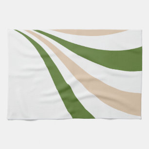 Linge De Cuisine Vague blanche, sable et palme verte