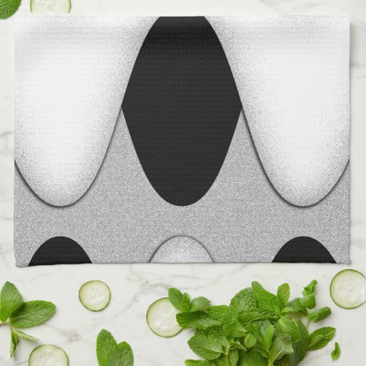 Linge De Cuisine Vague noire et blanche (Plié)