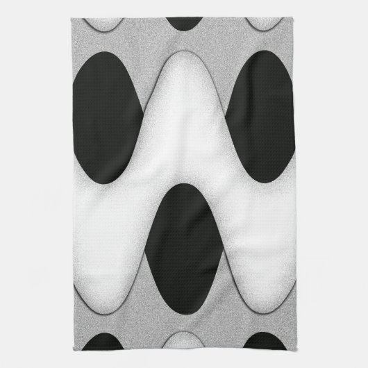 Linge De Cuisine Vague noire et blanche (Vertical)