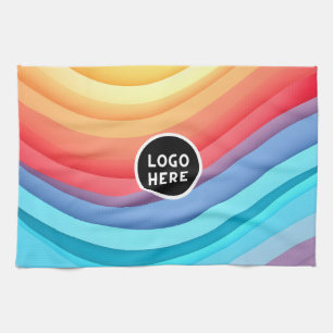 Linge De Cuisine Vagues arc-en-ciel vibrantes abstraites Ajoutez