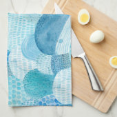 Linge De Cuisine Vagues, baleine, texture bleu enfantine (Quart Plié)
