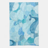 Linge De Cuisine Vagues, baleine, texture bleu enfantine (Vertical)