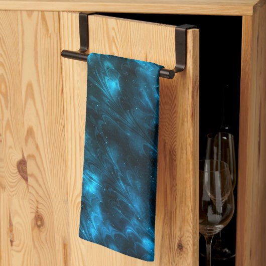 Linge De Cuisine Vagues Bleu Foncé (Pliage en tiers)