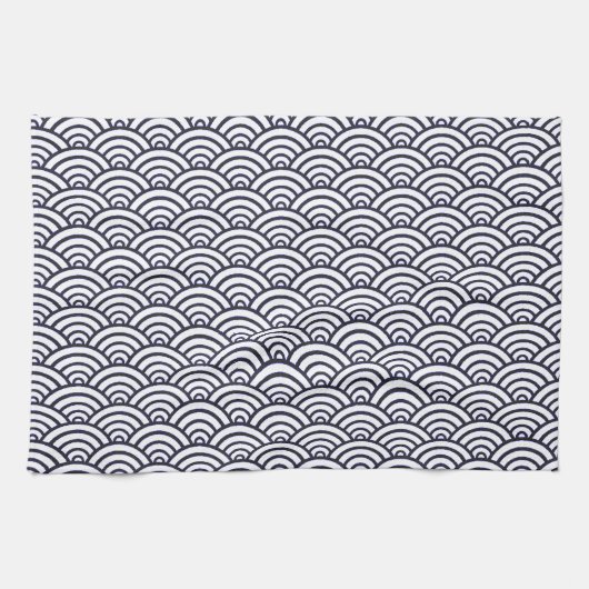 Linge De Cuisine Vagues bleues japonaises Seigaiha Mer (Horizontal)