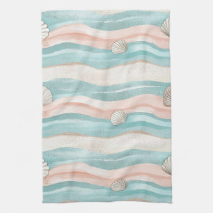 Linge De Cuisine Vagues Côtières Boho Coquillages - Vibes Calmes de