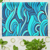 Linge De Cuisine Vagues d'eau bleu turquoise Abstraite | (Plié)