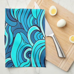 Linge De Cuisine Vagues d'eau bleu turquoise Abstraite