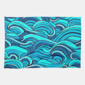 Linge De Cuisine Vagues d'eau bleu turquoise Abstraite | (Horizontal)