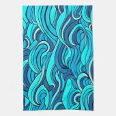 Linge De Cuisine Vagues d'eau bleu turquoise Abstraite | (Vertical)