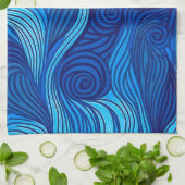 Linge De Cuisine Vagues d'eau bleu turquoise Abstraite | (Plié)
