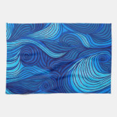 Linge De Cuisine Vagues d'eau bleu turquoise Abstraite | (Horizontal)