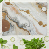 Linge De Cuisine Vagues dorées et blanches (Plié)